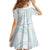 White Sunday Lotu Tamaiti Family Matching Off The Shoulder Long Sleeve Dress and Hawaiian Shirt Polynesian Wave Pastel Cyan - Polynesian Pride
