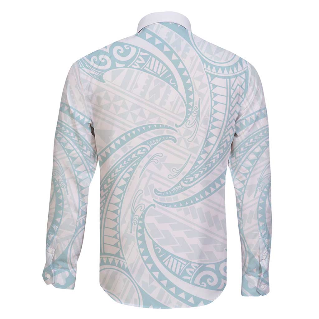 White Sunday Lotu Tamaiti Family Matching Summer Maxi Dress and Hawaiian Shirt Polynesian Wave Pastel Cyan LT9 - Polynesian Pride