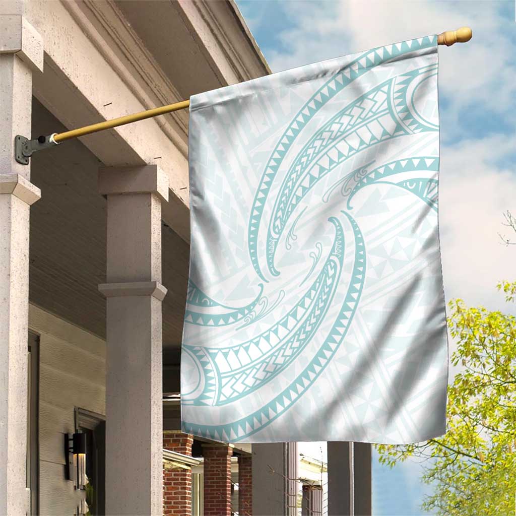 White Sunday Lotu Tamaiti Garden Flag Polynesian Wave Pastel Cyan LT9 House Flag Cyan - Polynesian Pride