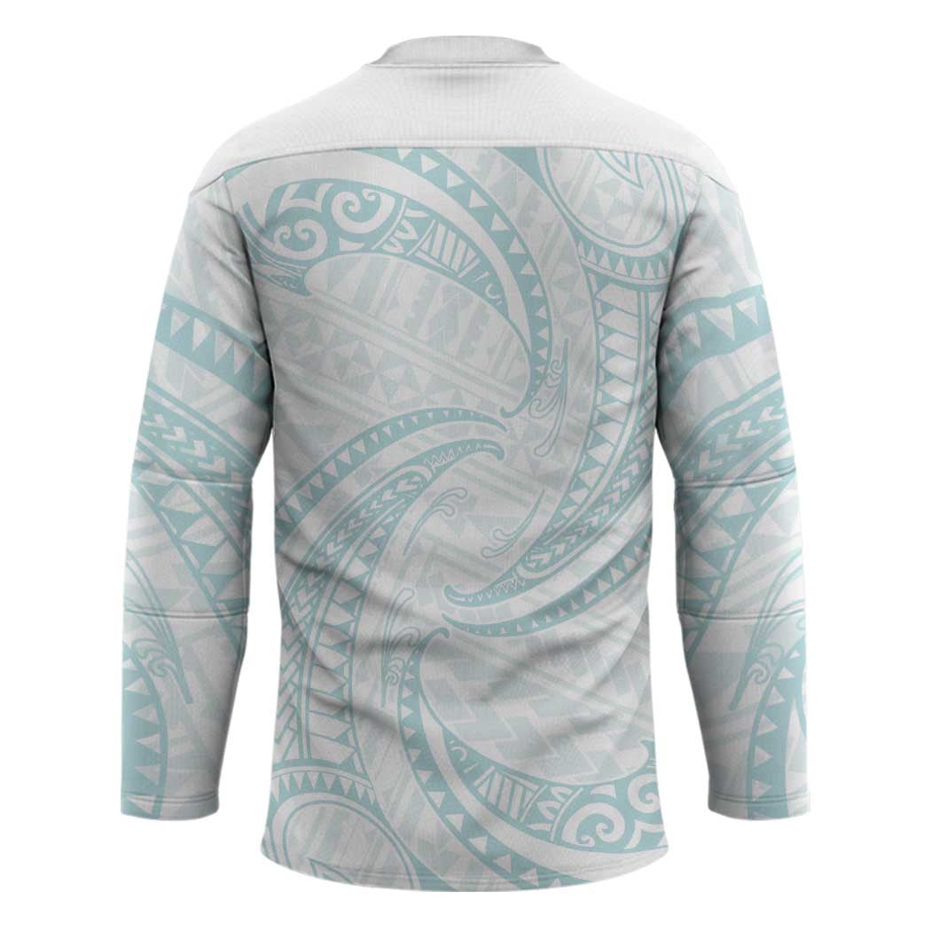 White Sunday Lotu Tamaiti Hockey Jersey Polynesian Wave Pastel Cyan - Polynesian Pride