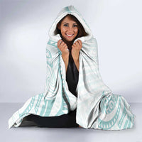 White Sunday Lotu Tamaiti Hooded Blanket Polynesian Wave Pastel Cyan LT9 - Polynesian Pride