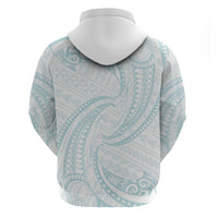 White Sunday Lotu Tamaiti Hoodie Polynesian Wave Pastel Cyan - Polynesian Pride