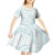 White Sunday Lotu Tamaiti Kid Short Sleeve Dress Polynesian Wave Pastel Cyan - Polynesian Pride