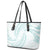 White Sunday Lotu Tamaiti Leather Tote Bag Polynesian Wave Pastel Cyan - Polynesian Pride