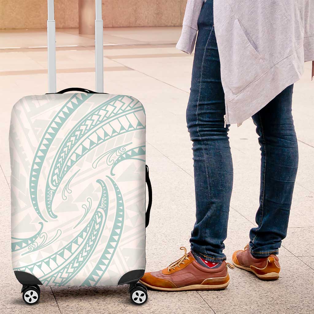 White Sunday Lotu Tamaiti Luggage Cover Polynesian Wave Pastel Cyan - Polynesian Pride
