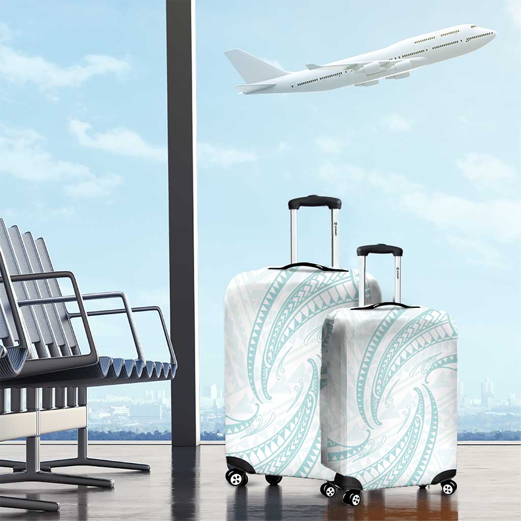 White Sunday Lotu Tamaiti Luggage Cover Polynesian Wave Pastel Cyan LT9 - Polynesian Pride