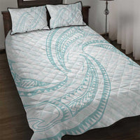 White Sunday Lotu Tamaiti Quilt Bed Set Polynesian Wave Pastel Cyan LT9 Cyan - Polynesian Pride