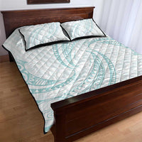 White Sunday Lotu Tamaiti Quilt Bed Set Polynesian Wave Pastel Cyan LT9 - Polynesian Pride