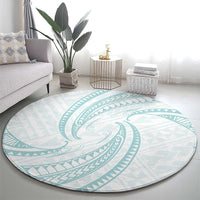 White Sunday Lotu Tamaiti Round Carpet Polynesian Wave Pastel Cyan LT9 - Polynesian Pride