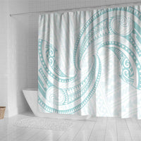 White Sunday Lotu Tamaiti Shower Curtain Polynesian Wave Pastel Cyan LT9 - Polynesian Pride