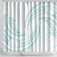 White Sunday Lotu Tamaiti Shower Curtain Polynesian Wave Pastel Cyan LT9 - Polynesian Pride