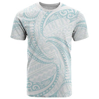 White Sunday Lotu Tamaiti T Shirt Polynesian Wave Pastel Cyan LT9 Cyan - Polynesian Pride