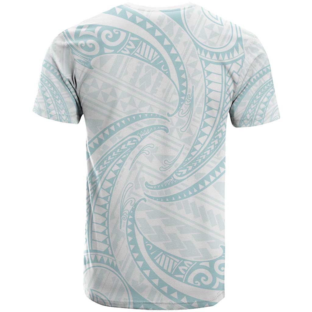 White Sunday Lotu Tamaiti T Shirt Polynesian Wave Pastel Cyan LT9 - Polynesian Pride