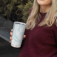 White Sunday Lotu Tamaiti Tumbler Cup Polynesian Wave Pastel Cyan - Polynesian Pride