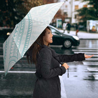 White Sunday Lotu Tamaiti Umbrella Polynesian Wave Pastel Cyan - Polynesian Pride