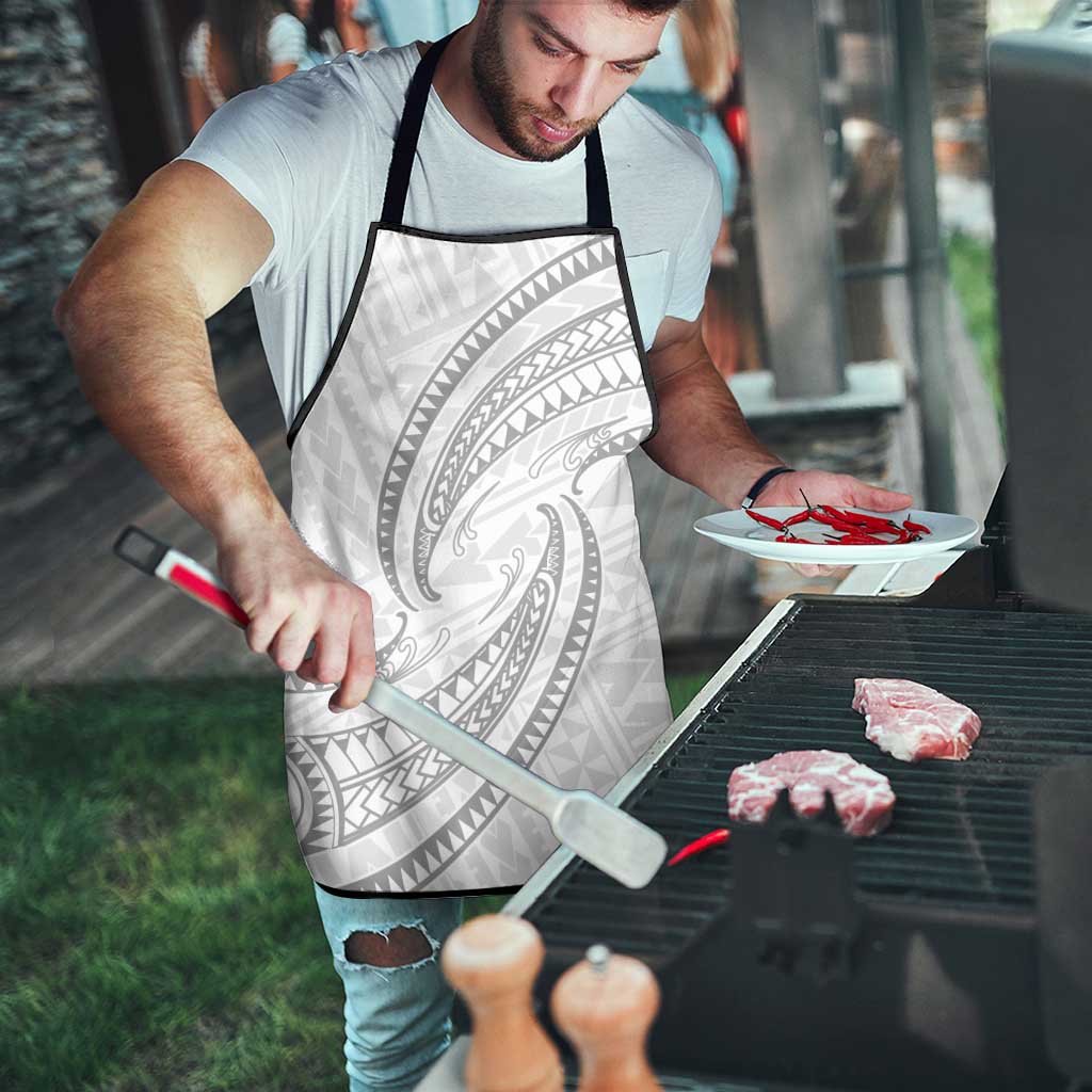 White Sunday Lotu Tamaiti Apron Polynesian Wave Pastel Gray - Polynesian Pride