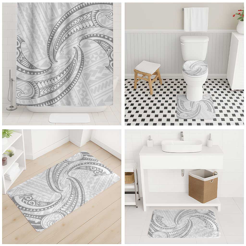 White Sunday Lotu Tamaiti Bathroom Set Polynesian Wave Pastel Gray LT9 - Polynesian Pride