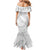 White Sunday Lotu Tamaiti Family Matching Mermaid Dress and Hawaiian Shirt Polynesian Wave Pastel Gray - Polynesian Pride