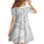 White Sunday Lotu Tamaiti Family Matching Off Shoulder Maxi Dress and Hawaiian Shirt Polynesian Wave Pastel Gray - Polynesian Pride
