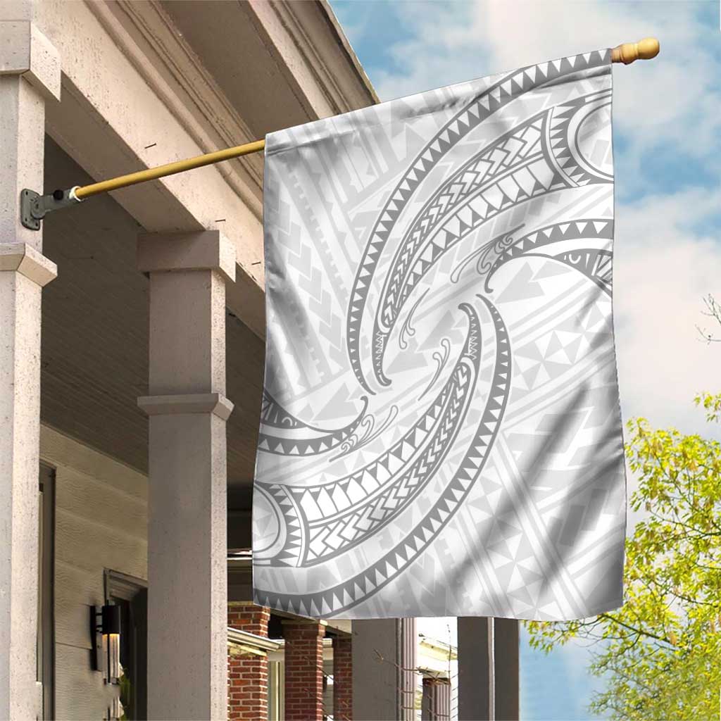 White Sunday Lotu Tamaiti Garden Flag Polynesian Wave Pastel Gray - Polynesian Pride
