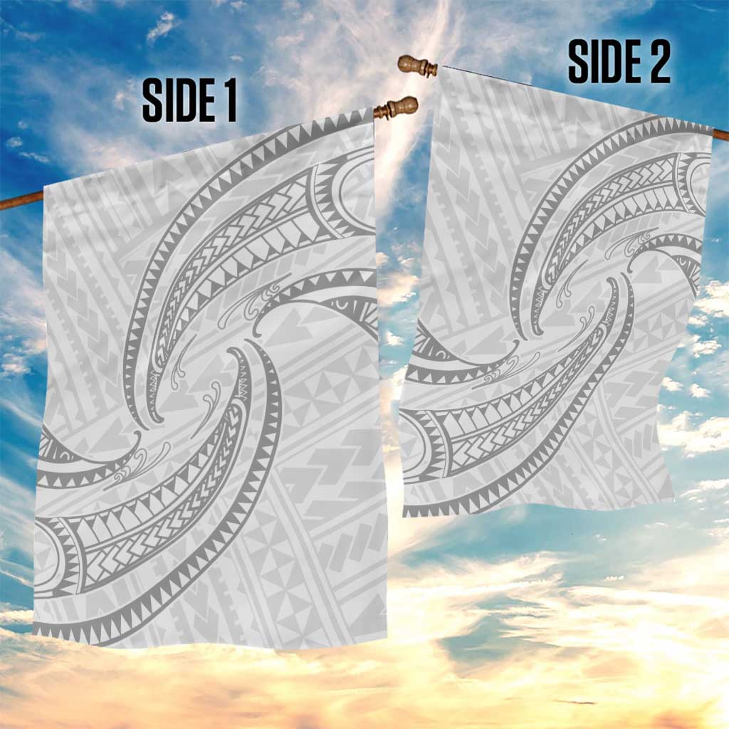 White Sunday Lotu Tamaiti Garden Flag Polynesian Wave Pastel Gray LT9 - Polynesian Pride