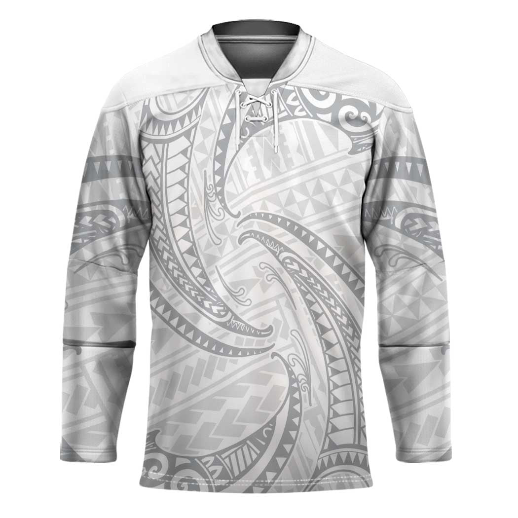 White Sunday Lotu Tamaiti Hockey Jersey Polynesian Wave Pastel Gray - Polynesian Pride