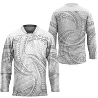 White Sunday Lotu Tamaiti Hockey Jersey Polynesian Wave Pastel Gray - Polynesian Pride