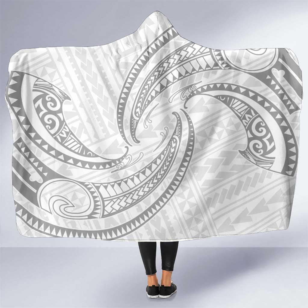 White Sunday Lotu Tamaiti Hooded Blanket Polynesian Wave Pastel Gray LT9 One Size Gray - Polynesian Pride