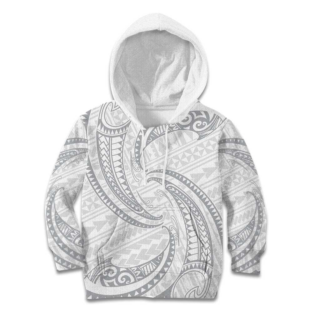 White Sunday Lotu Tamaiti Kid Hoodie Polynesian Wave Pastel Gray LT9 Hoodie Gray - Polynesian Pride