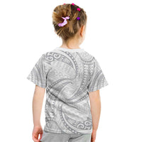 White Sunday Lotu Tamaiti Kid T Shirt Polynesian Wave Pastel Gray LT9 - Polynesian Pride