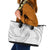 White Sunday Lotu Tamaiti Leather Tote Bag Polynesian Wave Pastel Gray - Polynesian Pride