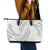 White Sunday Lotu Tamaiti Leather Tote Bag Polynesian Wave Pastel Gray - Polynesian Pride