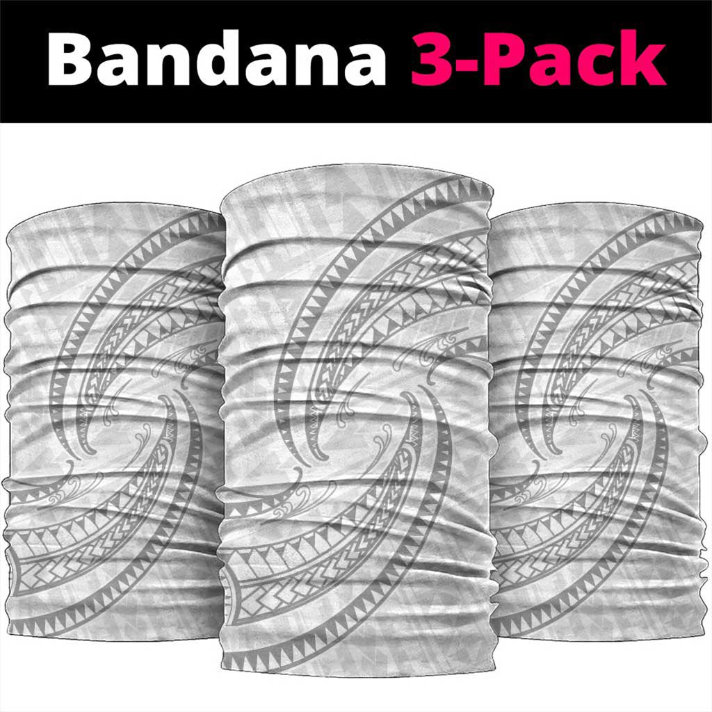 White Sunday Lotu Tamaiti Neck Gaiter Polynesian Wave Pastel Gray LT9