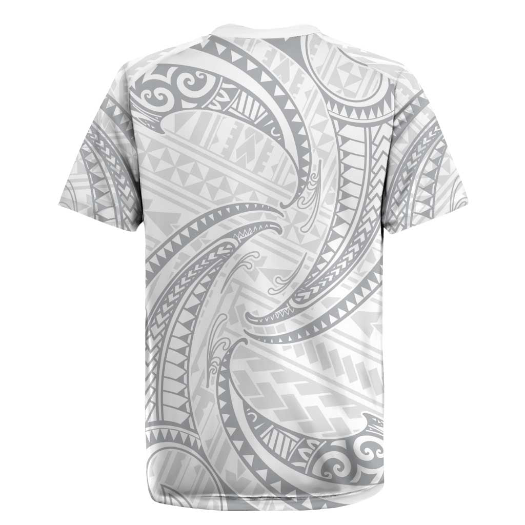 White Sunday Lotu Tamaiti Rugby Jersey Polynesian Wave Pastel Gray LT9 - Polynesian Pride
