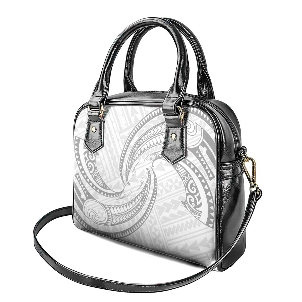White Sunday Lotu Tamaiti Shoulder Handbag Polynesian Wave Pastel Gray LT9 - Polynesian Pride
