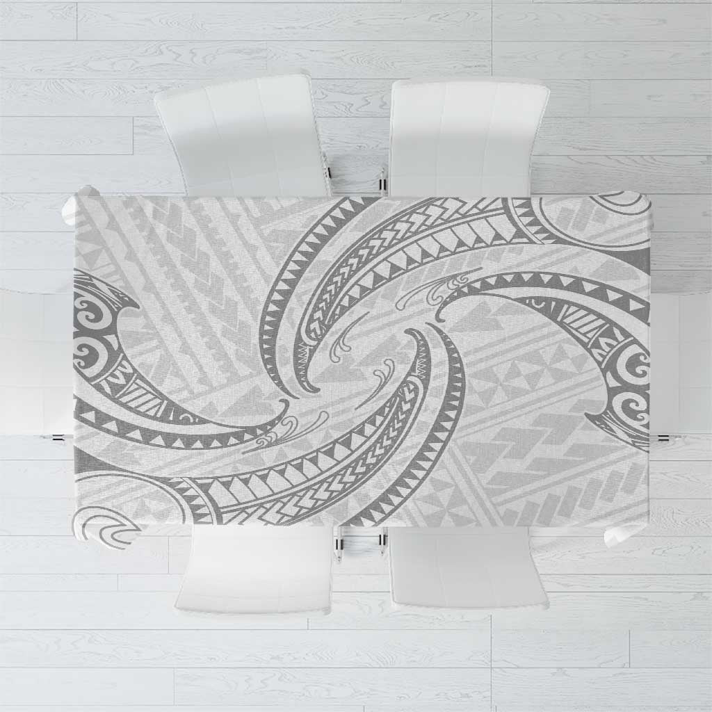 White Sunday Lotu Tamaiti Tablecloth Polynesian Wave Pastel Gray LT9 Gray - Polynesian Pride