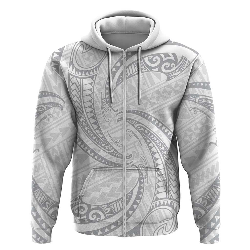White Sunday Lotu Tamaiti Zip Hoodie Polynesian Wave Pastel Gray LT9 Zip Hoodie Gray - Polynesian Pride
