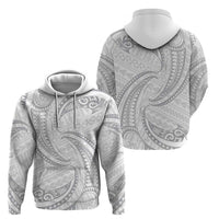 White Sunday Lotu Tamaiti Zip Hoodie Polynesian Wave Pastel Gray - Polynesian Pride