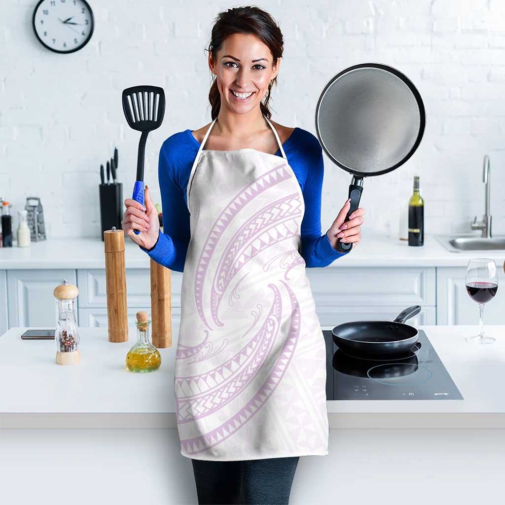 White Sunday Lotu Tamaiti Apron Polynesian Wave Pastel Mauve - Polynesian Pride