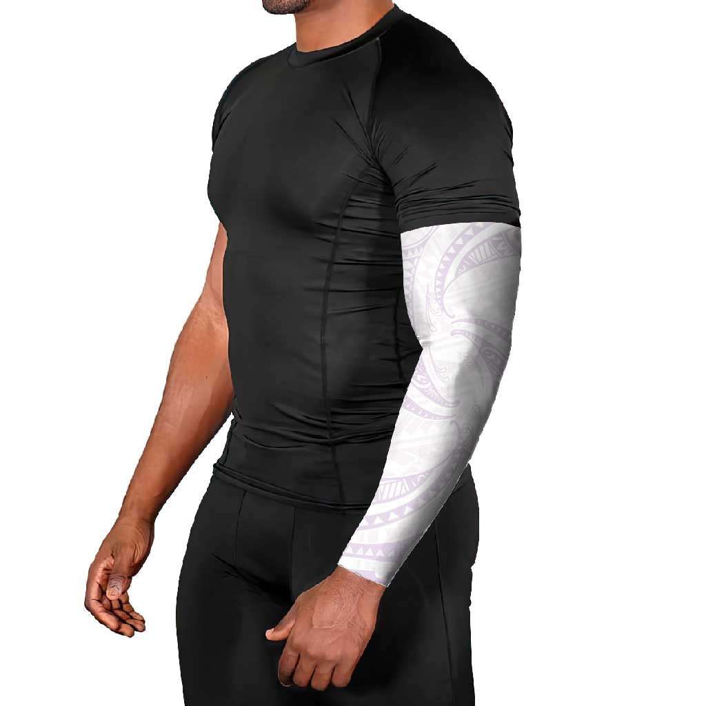 White Sunday Lotu Tamaiti Arm Sleeves Polynesian Wave Pastel Mauve LT9 - Polynesian Pride
