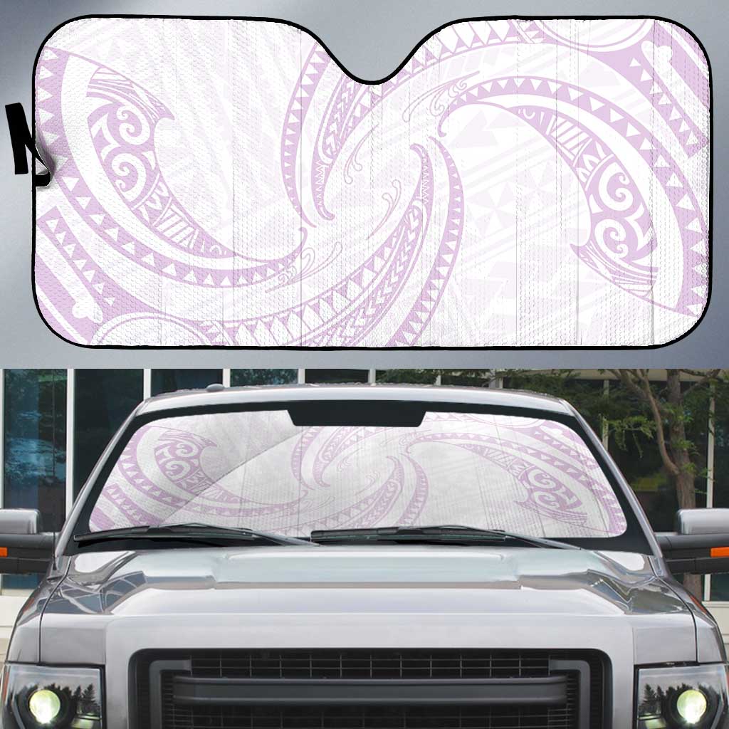 White Sunday Lotu Tamaiti Auto Sun Shade Polynesian Wave Pastel Mauve LT9 Mauve - Polynesian Pride