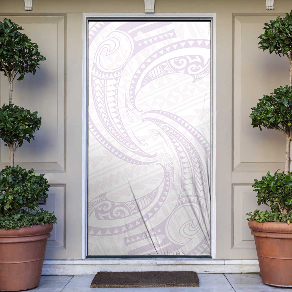 White Sunday Lotu Tamaiti Door Cover Polynesian Wave Pastel Mauve LT9 Mauve - Polynesian Pride