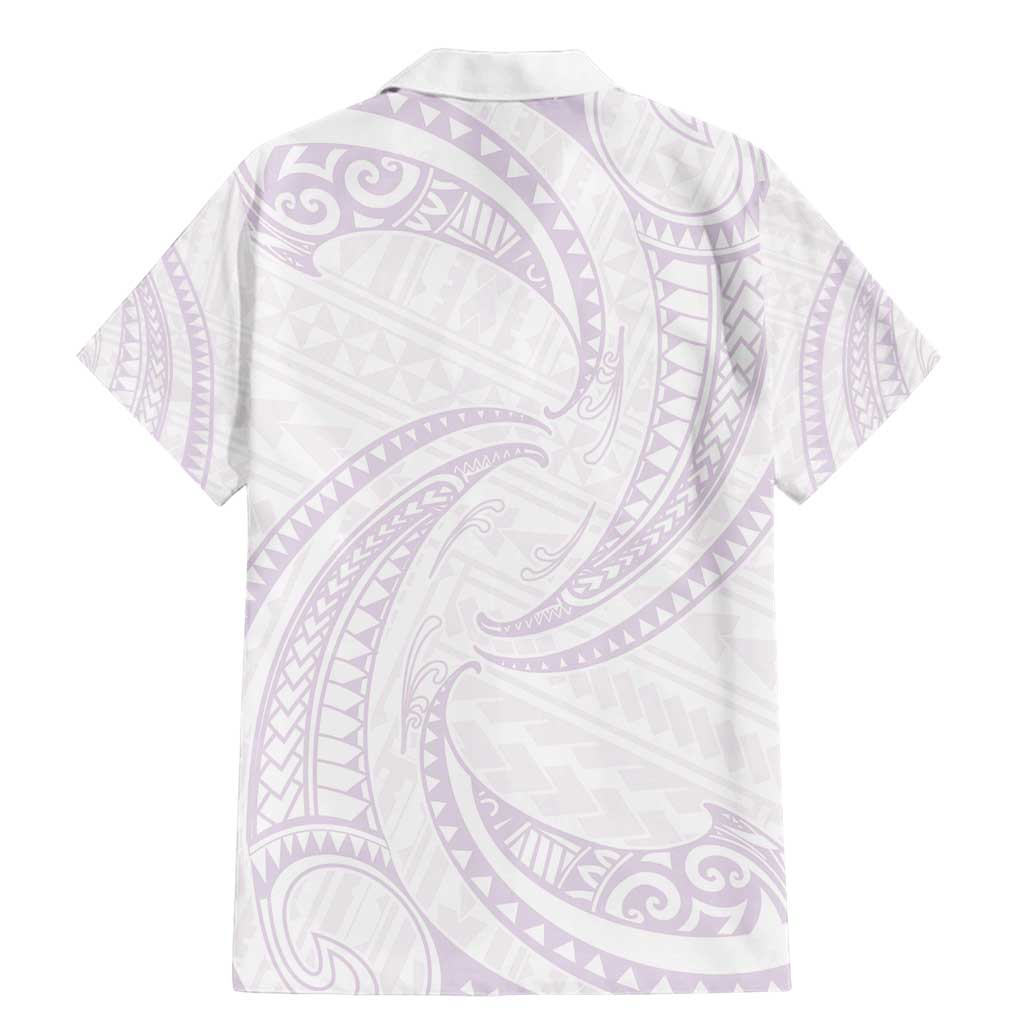 White Sunday Lotu Tamaiti Family Matching Mermaid Dress and Hawaiian Shirt Polynesian Wave Pastel Mauve LT9 - Polynesian Pride