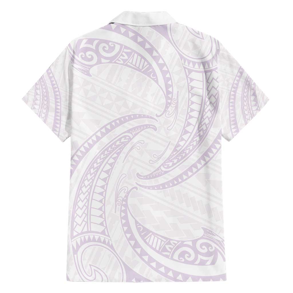 White Sunday Lotu Tamaiti Family Matching Off Shoulder Maxi Dress and Hawaiian Shirt Polynesian Wave Pastel Mauve LT9 - Polynesian Pride