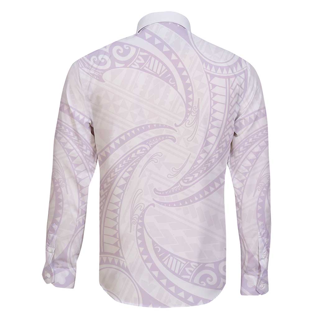 White Sunday Lotu Tamaiti Family Matching Short Sleeve Bodycon Dress and Hawaiian Shirt Polynesian Wave Pastel Mauve LT9 - Polynesian Pride