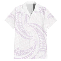 White Sunday Lotu Tamaiti Family Matching Summer Maxi Dress and Hawaiian Shirt Polynesian Wave Pastel Mauve LT9 Dad's Shirt - Short Sleeve Mauve - Polynesian Pride