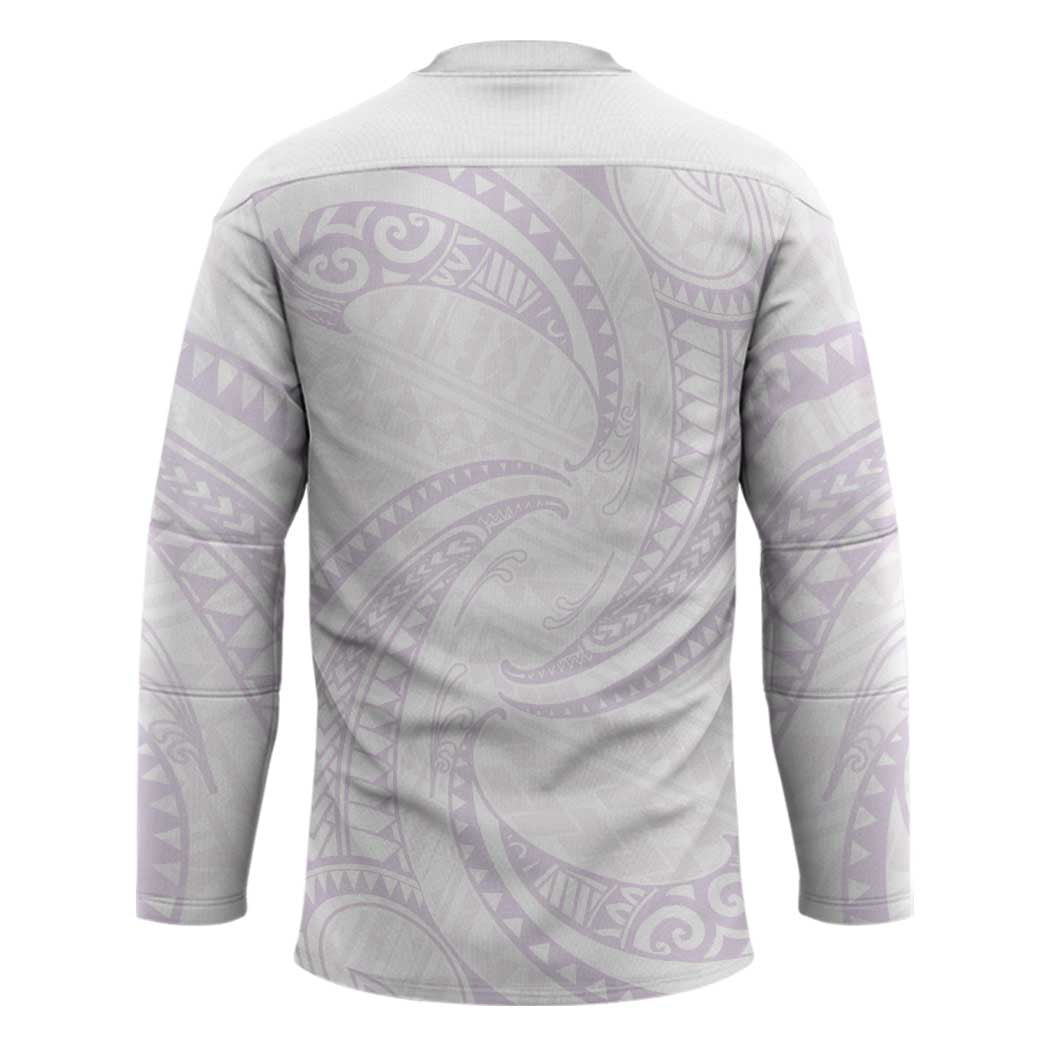 White Sunday Lotu Tamaiti Hockey Jersey Polynesian Wave Pastel Mauve - Polynesian Pride