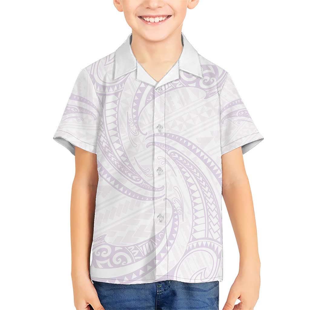 White Sunday Lotu Tamaiti Kid Hawaiian Shirt Polynesian Wave Pastel Mauve LT9 Kid Mauve - Polynesian Pride