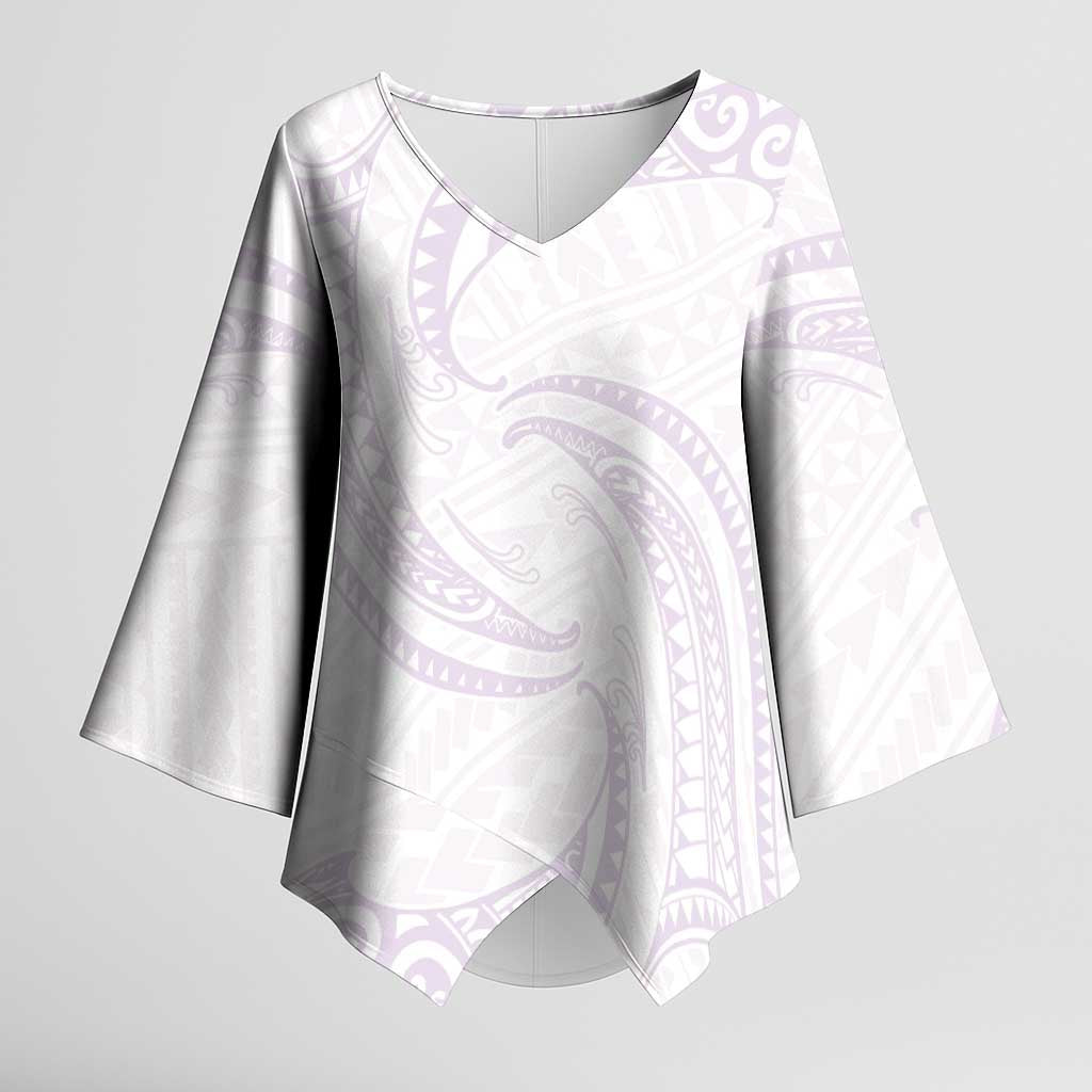 White Sunday Lotu Tamaiti Kimono Sleeve Blouse Polynesian Wave Pastel Mauve LT9 Female Mauve - Polynesian Pride
