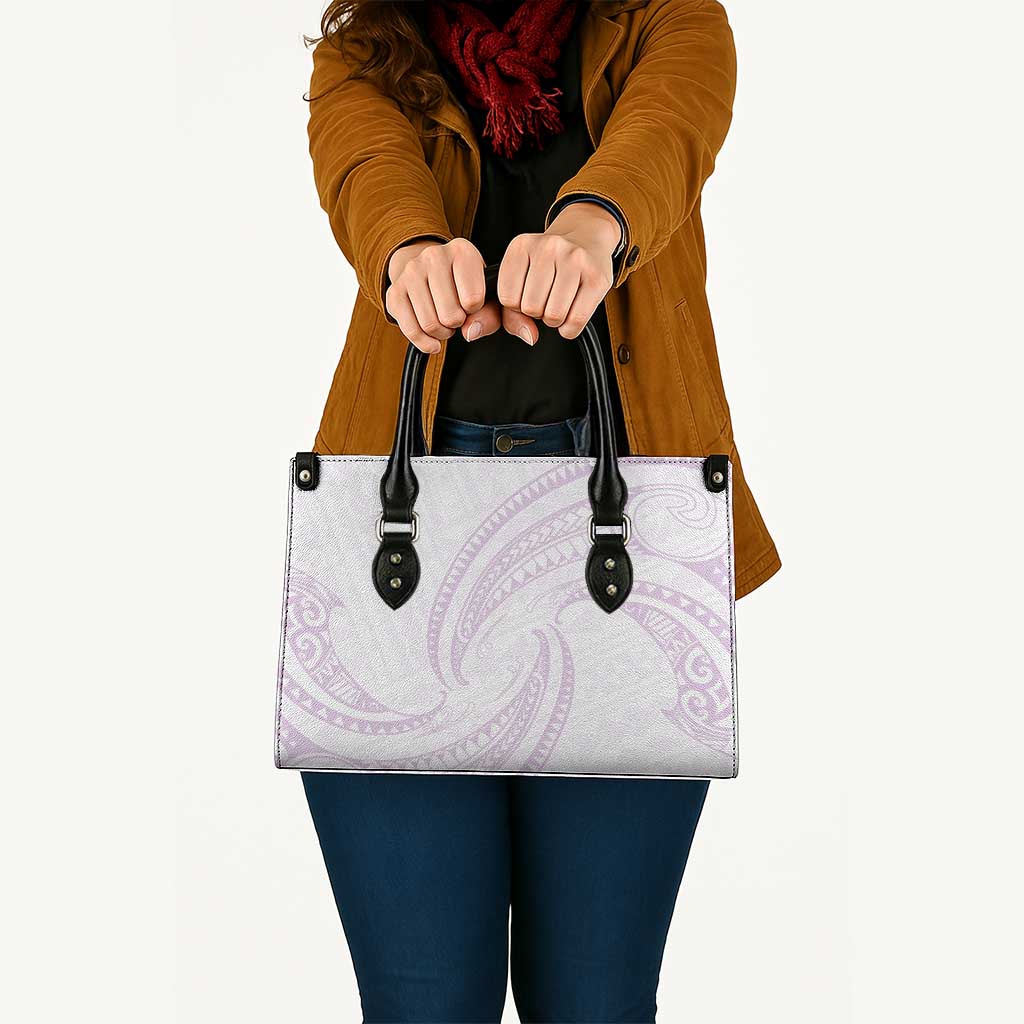 White Sunday Lotu Tamaiti Leather Bag Polynesian Wave Pastel Mauve LT9 Mauve - Polynesian Pride